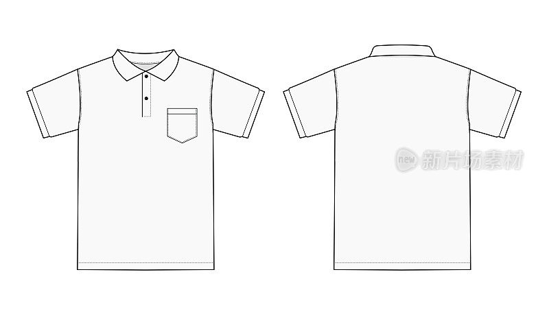 Polo shirt (golf shirt) template illustration ( front/ back ) / white